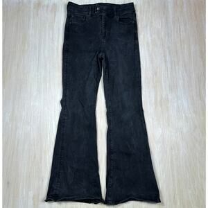 American Eagle Next Level Stretch Black Super High Rise Flare Denim Jeans 10